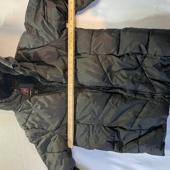 Swiss Tech Quilted Jacket Womens Large 10-12 Black Fleece Lined Full Zip Hooded - Picture 6 of 6